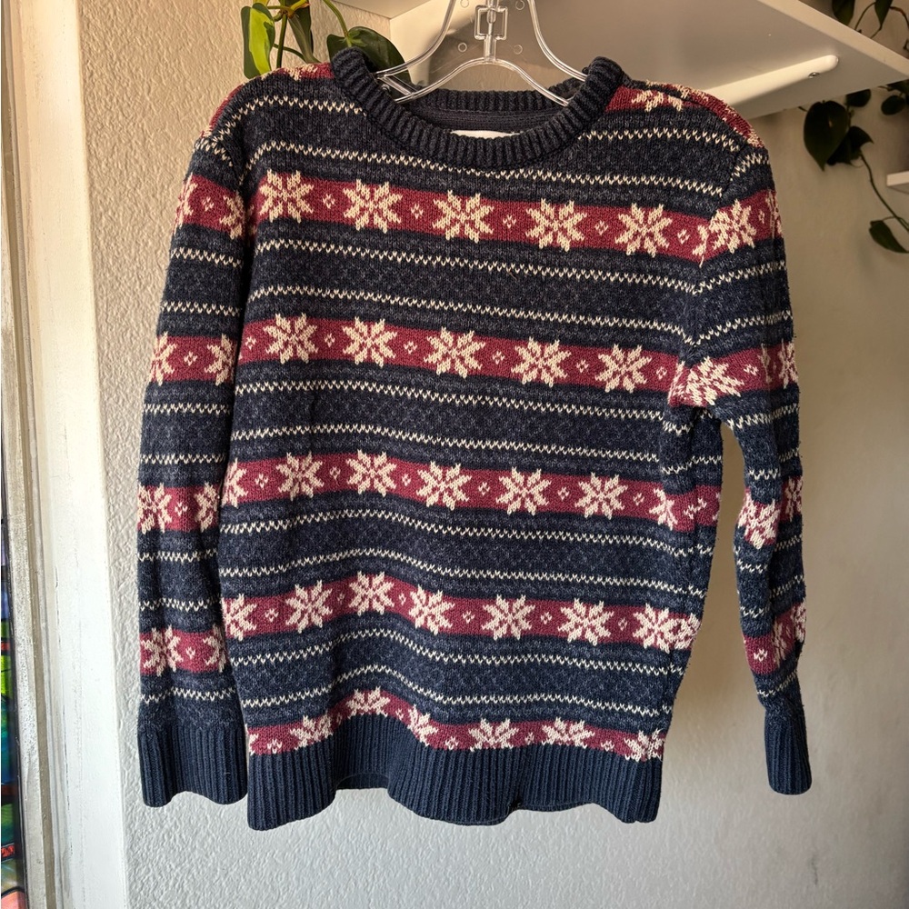 Abercrombie Kids Blue and Red Snowflake Sweater